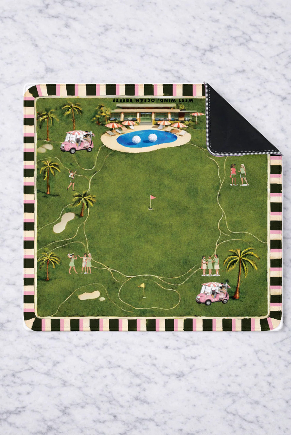 On the green golf mahjong mat 33"x33 | Girl Tribe Co.