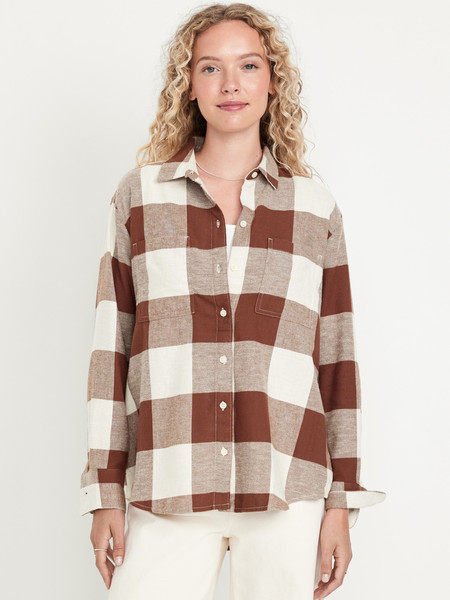 Flannel Boyfriend Button-Down Shirt | Old Navy (US)
