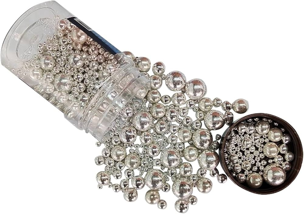 Edible Silver Sugar Pearls Candy Sprinkles 120G/ 4.23Ounce Baking Cake Sprinkles Cupcake and Cake... | Amazon (US)