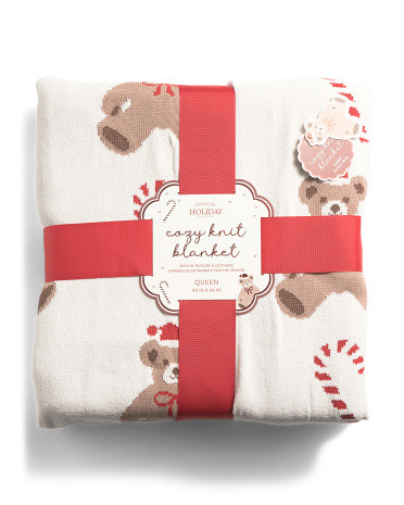 Teddy And Candy Cane Blanket | TJ Maxx