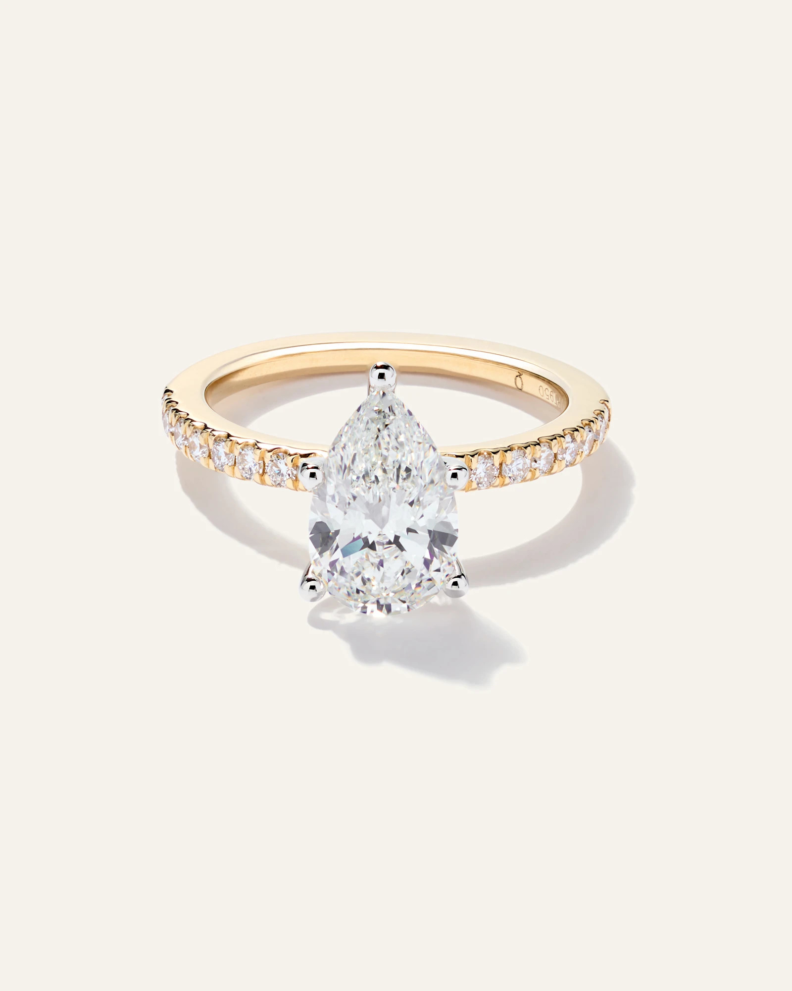 Lab Grown Diamond Pear Petite Pave Engagement Ring | Quince