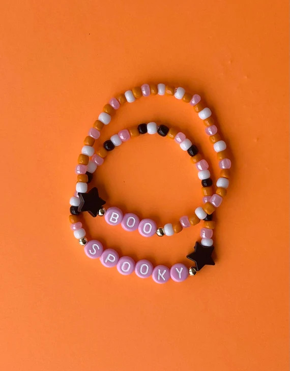 Boo and Spooky Bracelet Set  Handmade Beaded Bracelets  - Etsy | Etsy (US)