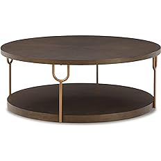 Signature Design by Ashley Brazburn Contemporary Round 42" Coffee Table, Metallic & Brown Finish | Amazon (US)