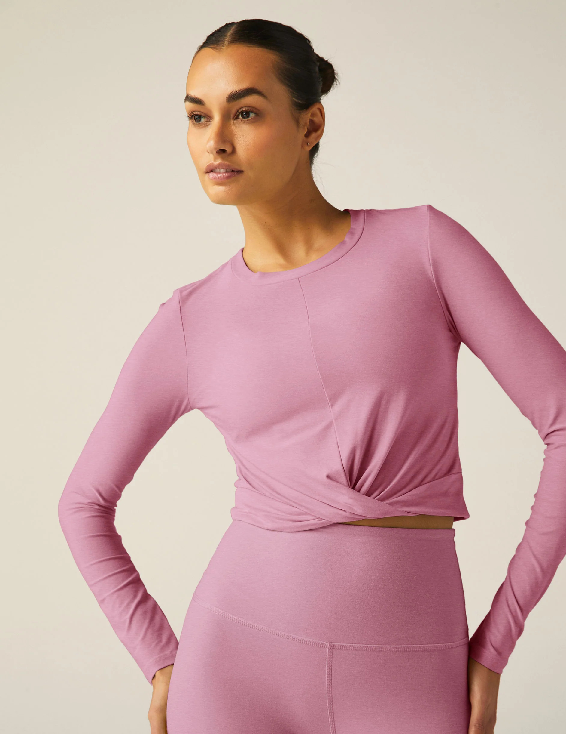Featherweight Center Stage Cropped Long Sleeve Pullover | Beyond Yoga | Beyond Yoga