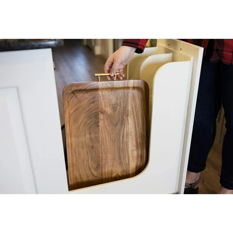 Better Homes & Gardens- Acacia Wood Rectangle Tray with Gold Color Handles, One Size | Walmart (US)