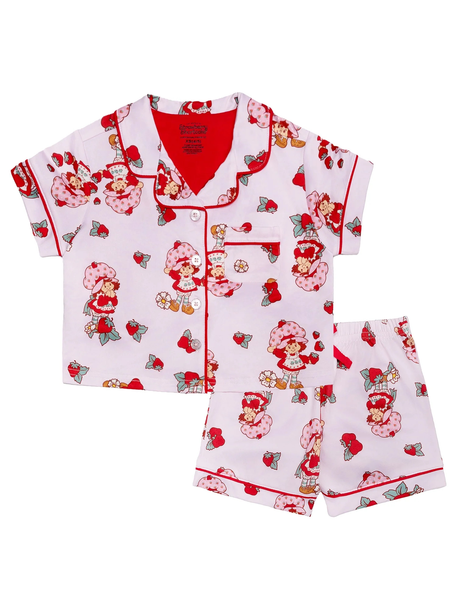 Strawberry Shortcake Girls 2- Piece Jersey Short Sleeve Top and Short Coat Pajama Set, Sizes 4-12 | Walmart (US)