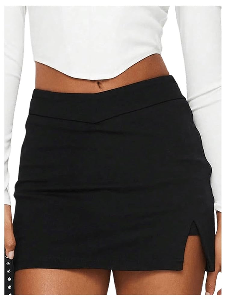 SOLY HUX Women's Mini Skirt Skorts Y2k Split Zipper Side Stretchy Pencil Bodycon Skirts with Shor... | Amazon (US)