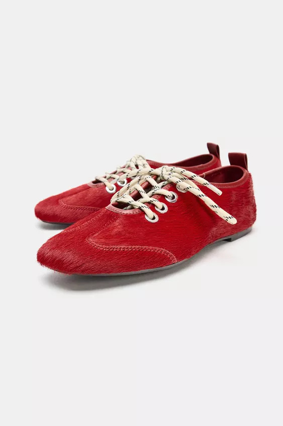 LEATHER BALLERINAS WITH SHEEPSKIN | Zara US