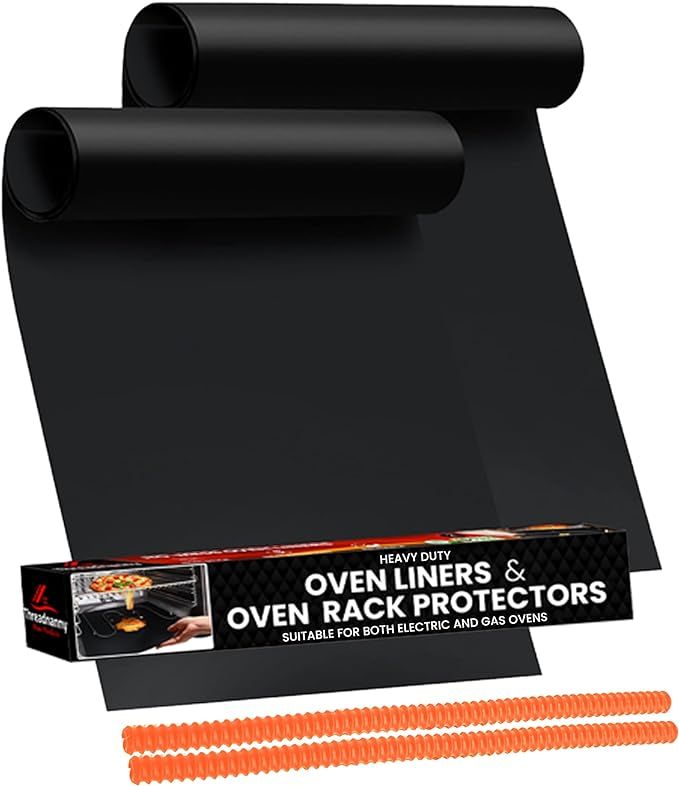 Oven Liners for Bottom of Oven Black (2-Pack) Bundled with Oven Rack Shield (2-Pack) - Large Oven... | Amazon (US)