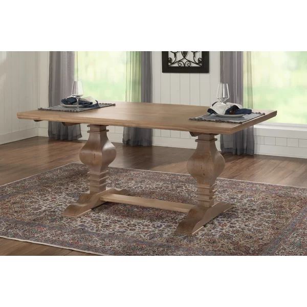 Strickler 67" Pine Solid Wood Trestle Dining Table | Wayfair North America