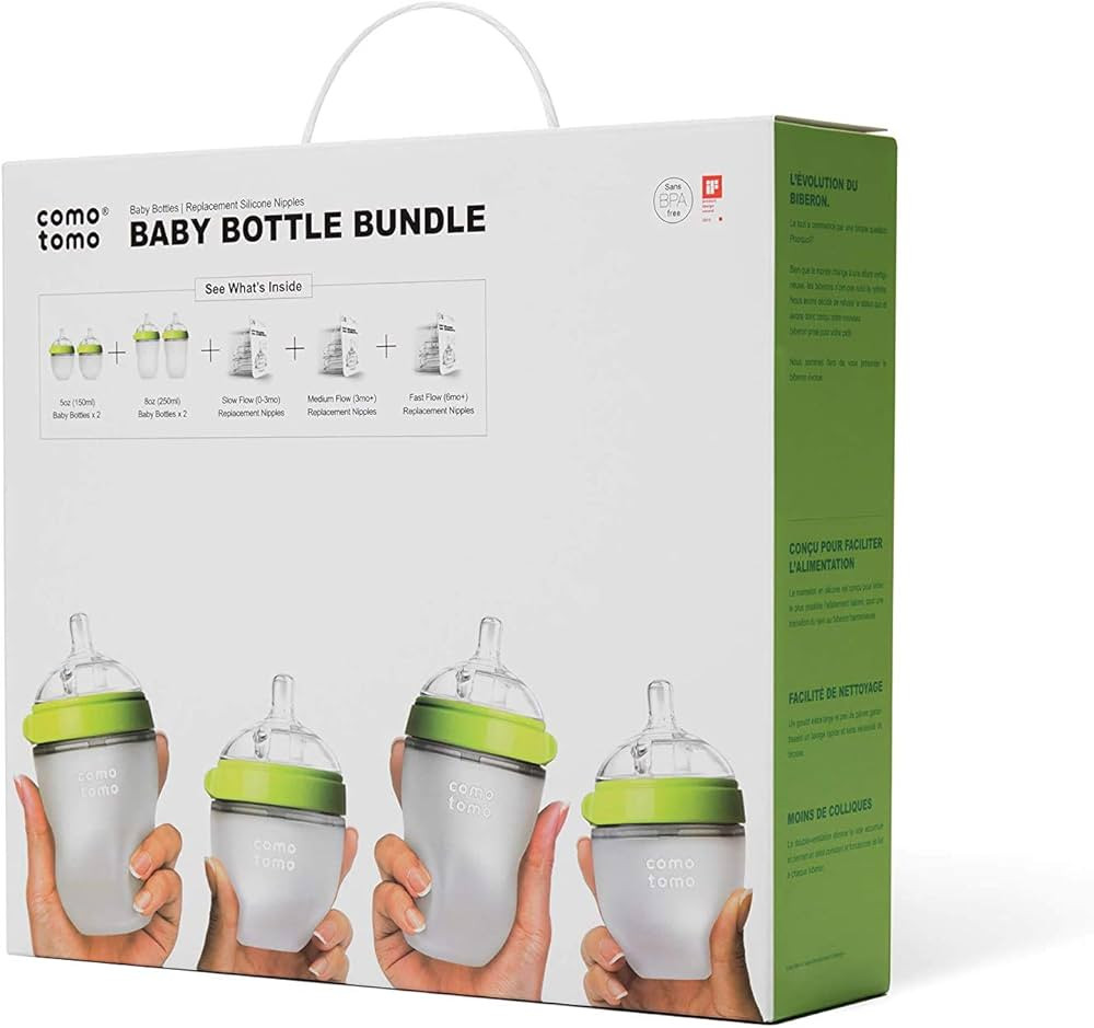 Comotomo Baby Bottle Bundle, Green, (7 Piece Set) | Amazon (US)