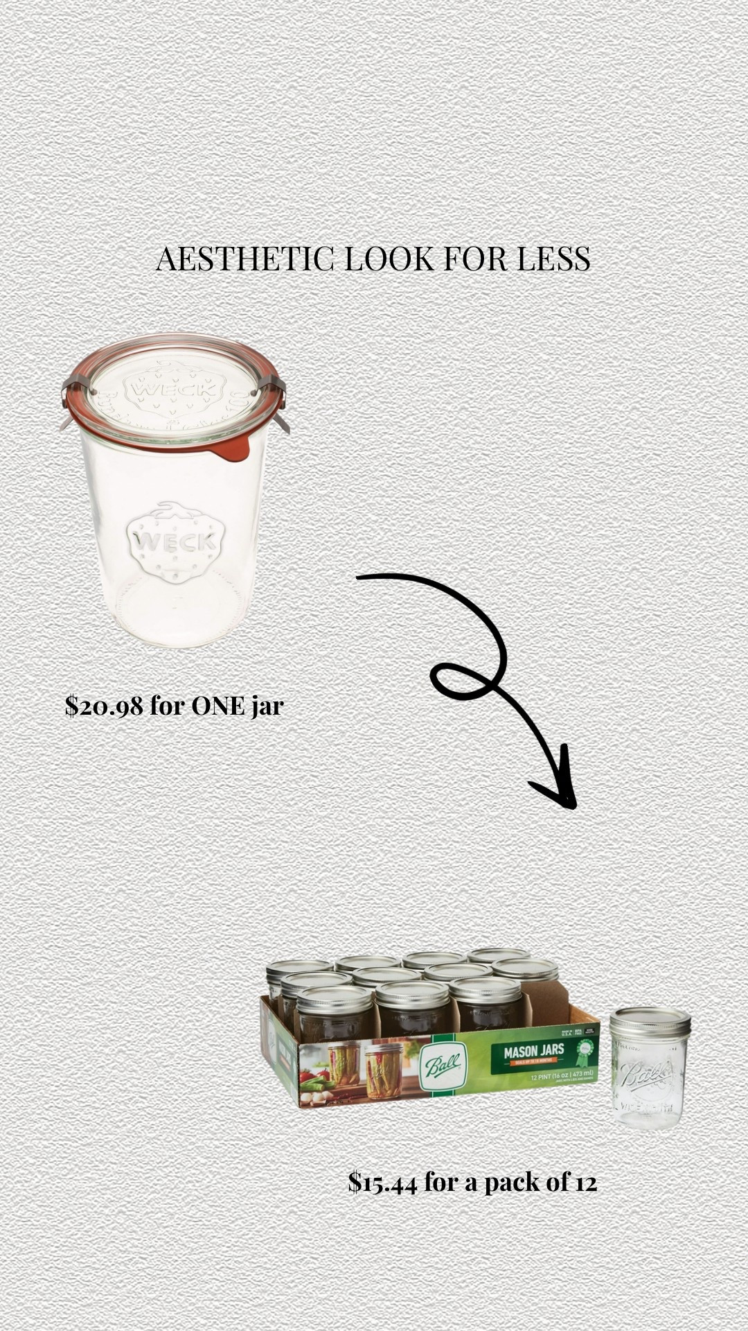 a little look for less/money saving hack! i’ve seen so many people posting these aesthetic mason jar coffee cups but couldn’t believe the price when i looked them up. these ball jars are right under $16 for a 12 pack and look almost the exact same!

#LTKSaleAlert #LTKFindsUnder50 #LTKHome