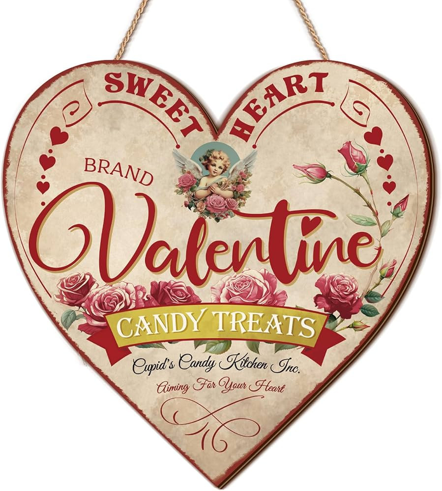 Boao Welcome Valentine's Day Wooden Door Hanging Sign Farmhouse Door Decor Vintage Valentine's Da... | Amazon (US)