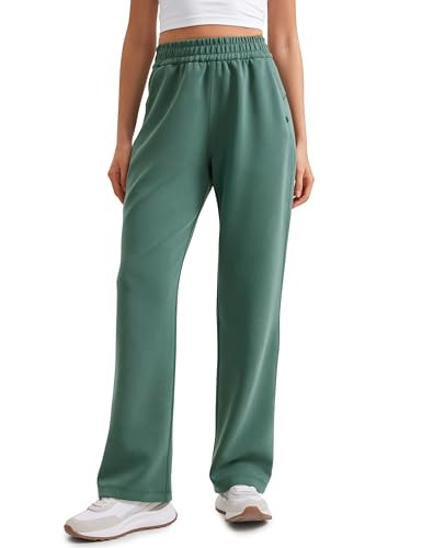 CRZ YOGA SoftAura Wide Leg Sweatpants Women 31" Modal High Waisted Lounge Travel Casual Sweat Pants with Pockets Drawstring Dark Forest Green Medium | Amazon (US)