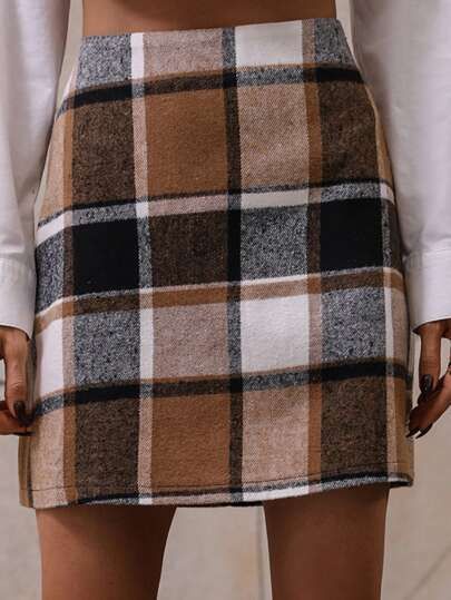 High Waist Plaid Print Skirt | SHEIN
