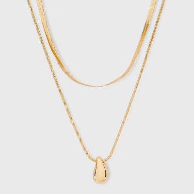 Organic Drop Multi-Strand Necklace - A New Day™ Gold: Nickel-Free Metal, Lobster Claw Clasp, 18... | Target