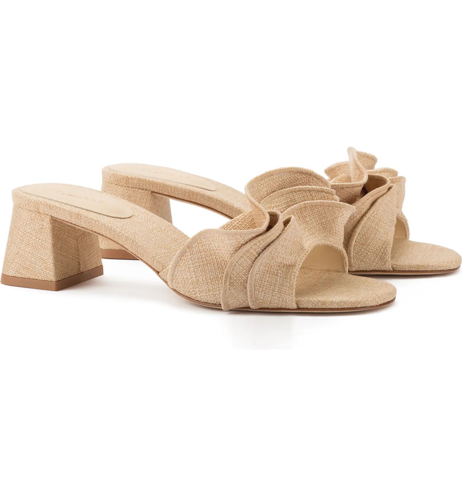 LARROUDE Brigite Ruffle Raffia Sandal | Nordstrom | Nordstrom