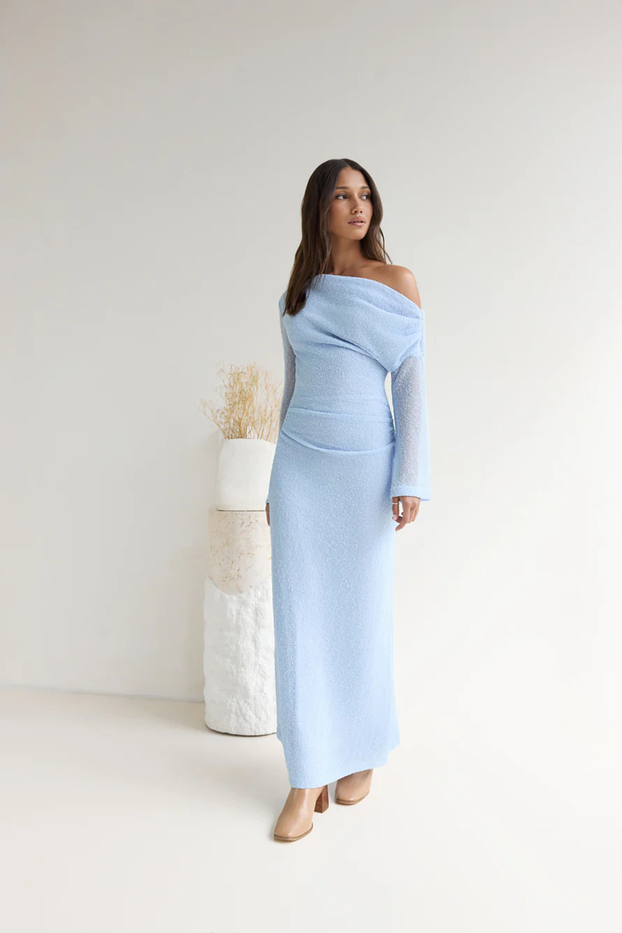 Cool Daze Long Sleeve Knit Maxi Dress Blue | Fortunate One