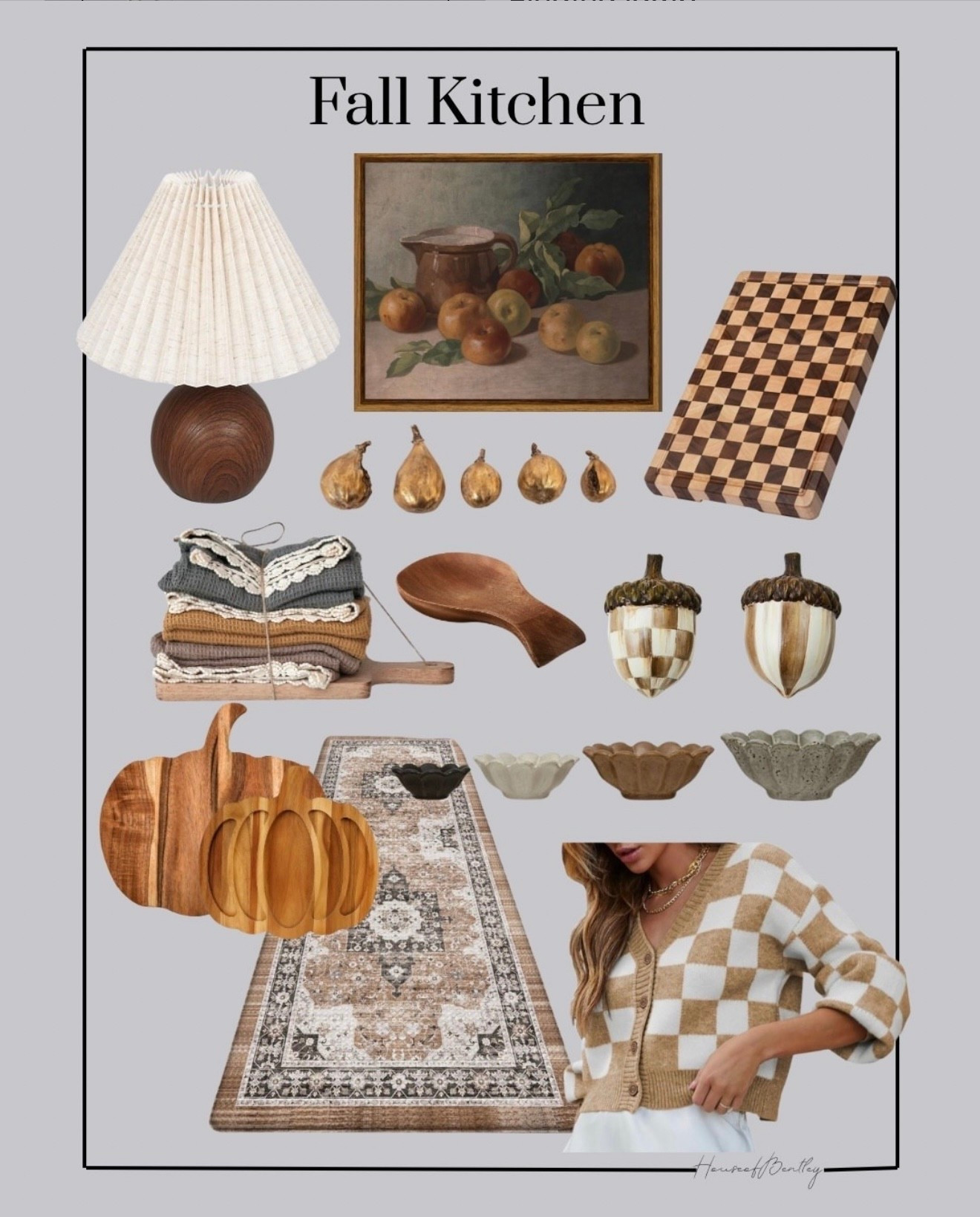 Affordable kitchen 
Fall decor 
Gold pears
Pleated lamp
Mackenzie Childs 
Checkered cutting board tray
Pumpkin charcuterie 
Cozy neutral sweater
Dining framed moody artwork 
Kitchen runner 

#LTKHome #LTKFallSale #LTKSeasonal

#LTKSaleAlert #LTKFindsUnder50 #LTKStyleTip