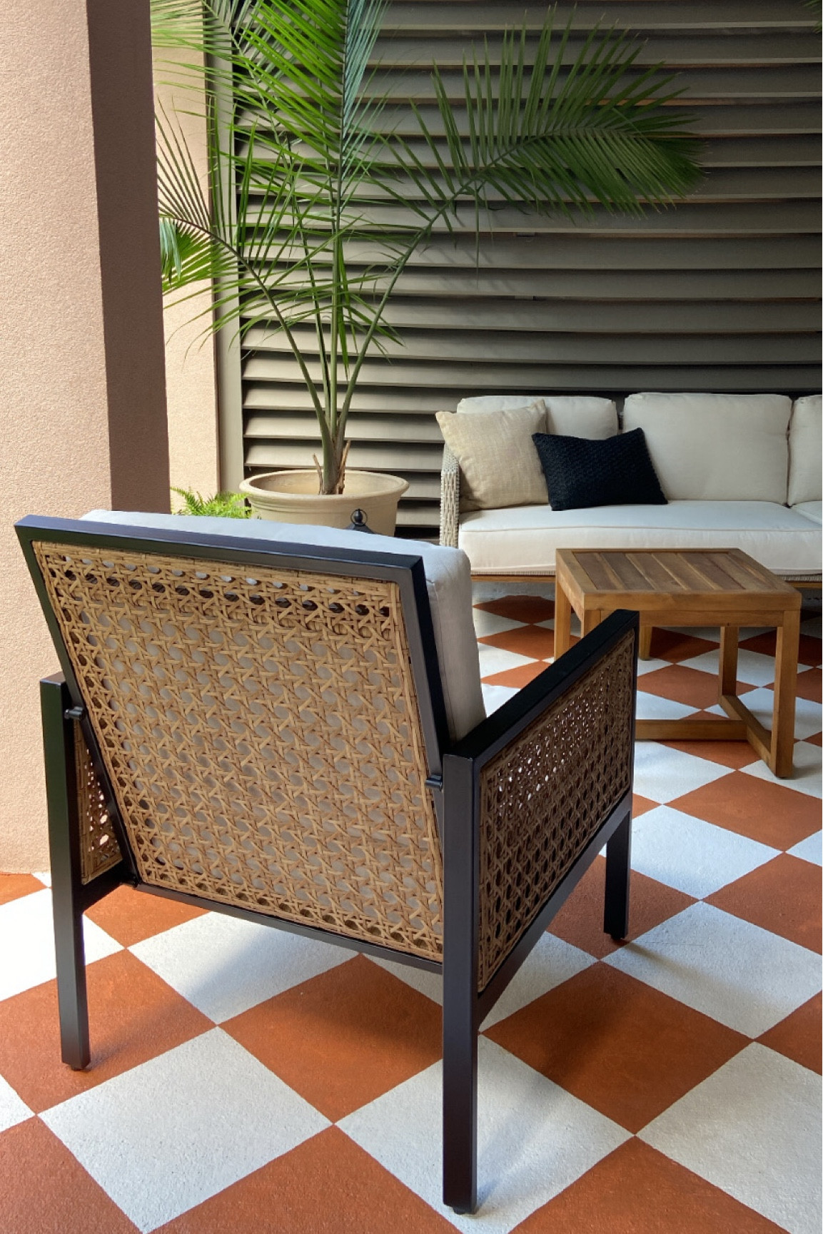 The back of this outdoor furniture from @walmart has me like 😍 - cane obsessed!  And this set is 👌🏽 #walmartpartner #walmarthome  #liketkit @shop.LTK 

#LTKhome