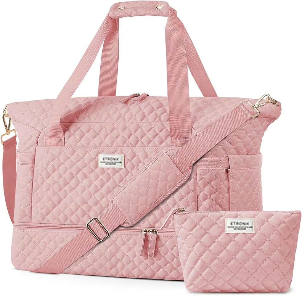 Gym Bag for Women, Sports Travel Duffel Bag with USB Charging Port, Weekender Overnight Bag with ... | Amazon (US)