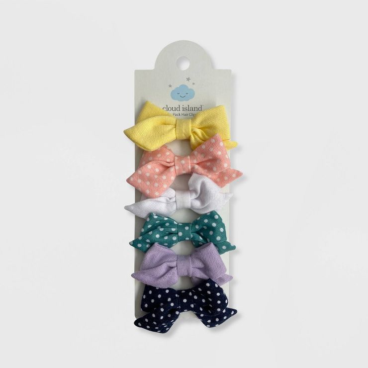 Baby Girls' 6pk Polka Jersey Bow Hair Clips - Cloud Island™ | Target