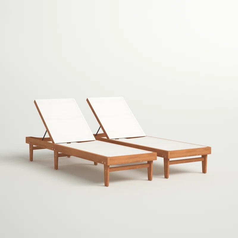 Desloge 78.25" Long Reclining Acacia Chaise Lounge (Set of 2) | Wayfair Professional