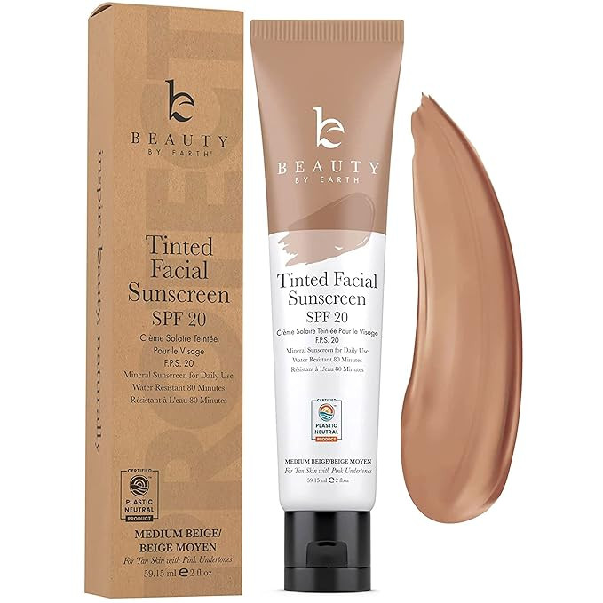 Tinted Sunscreen for Face - SPF 20 With Natural & Organic Ingredients Broad Spectrum Sunblock Lot... | Amazon (US)