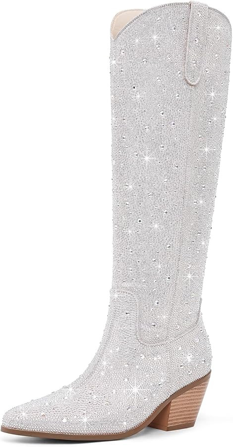 Cowgirl Ankle Boots Cowboy Boots for Women Western Booties Rhinestone Chunky Heel Fashion Comfort... | Amazon (US)