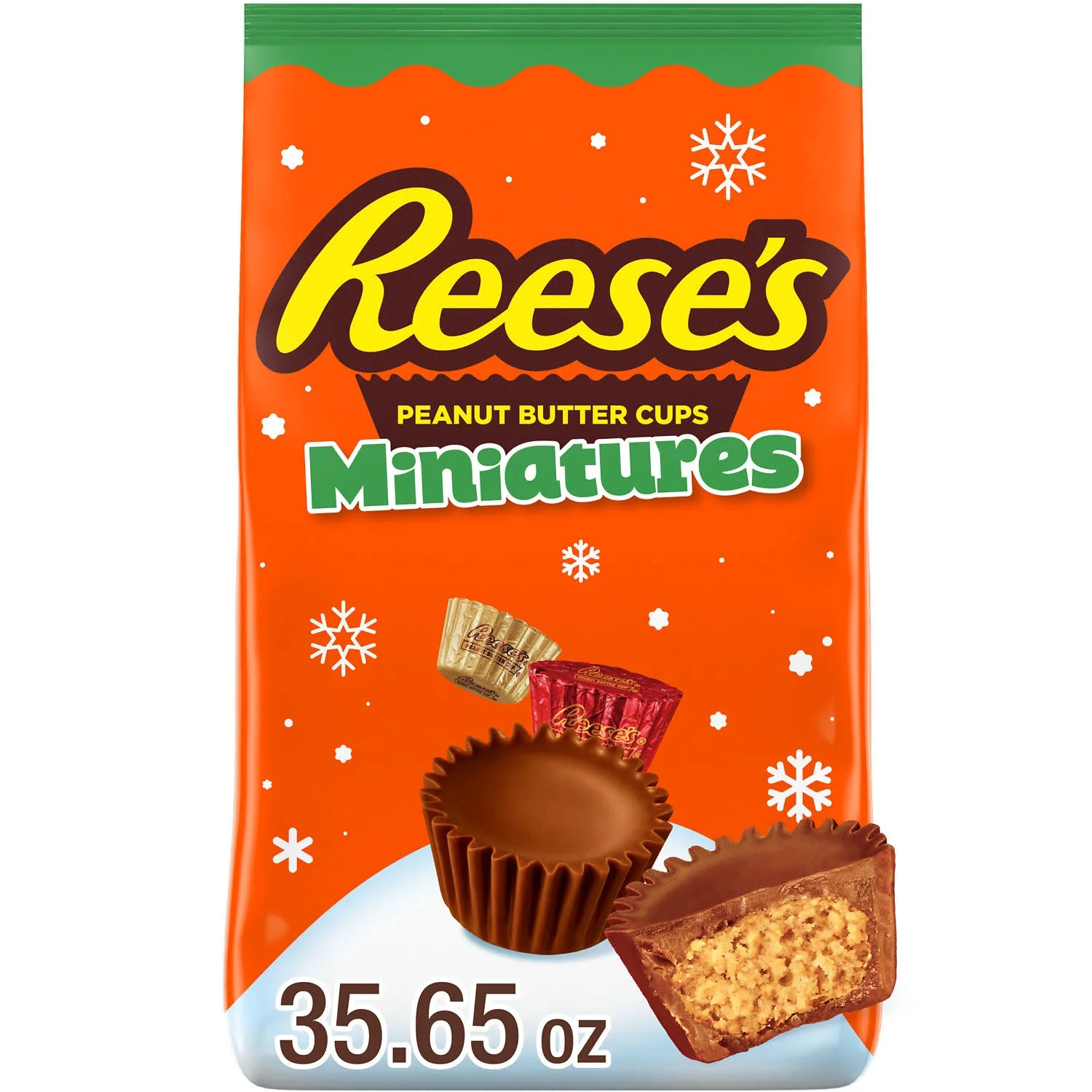 Reese's Miniatures Milk Chocolate Peanut Butter Cups Christmas Candy, Bag 35.65 oz | Walmart (US)