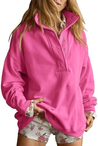 Gacaky Sweatshirt for Women Oversized Casual Long Sleeve Button Henley Neck Pullover Tops Fashion... | Amazon (US)