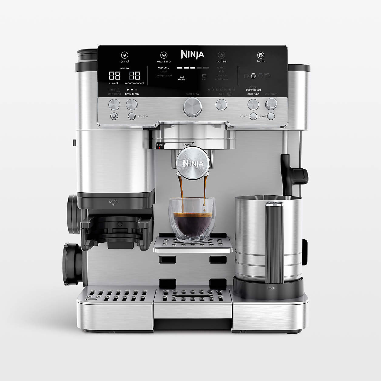 Ninja Luxe Cafe Premier Series Espresso Machine in Stainless Steel + Reviews | Crate & Barrel | Crate & Barrel
