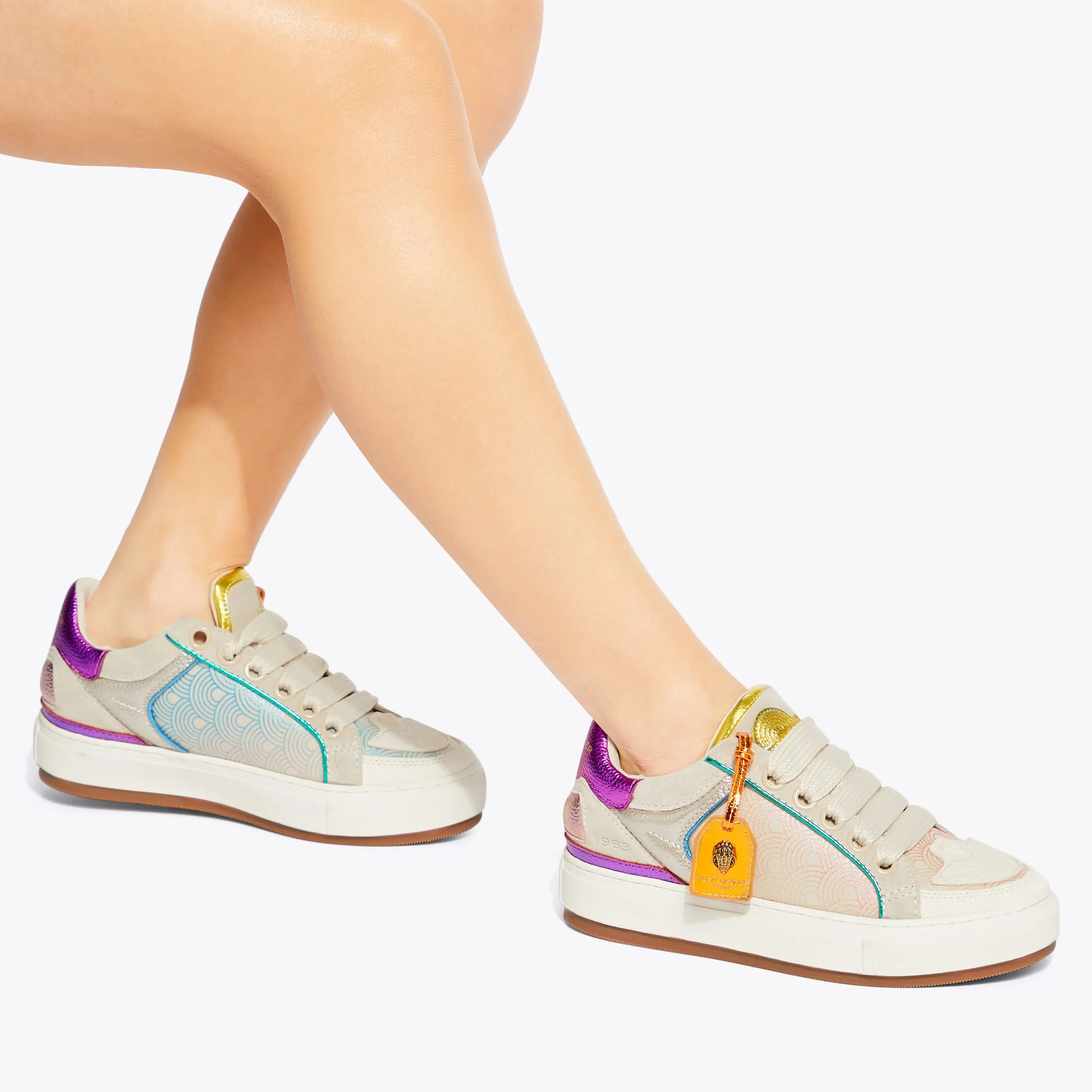 SOUTHBANK TAG Cream Lace Up Sneaker by KURT GEIGER LONDON | Kurt Geiger UK