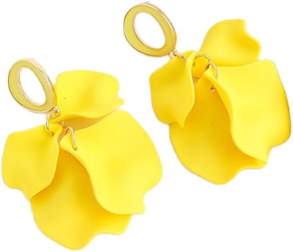 Vintage Long Acrylic Romantic Leaves Rose Petal Dangle Earrings Exaggerated Flower Drop Statement... | Amazon (US)