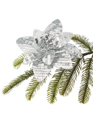 Jeweled Elegance Silver Sequin Flower Clip Ornament, Created for Macy's | Macy's
