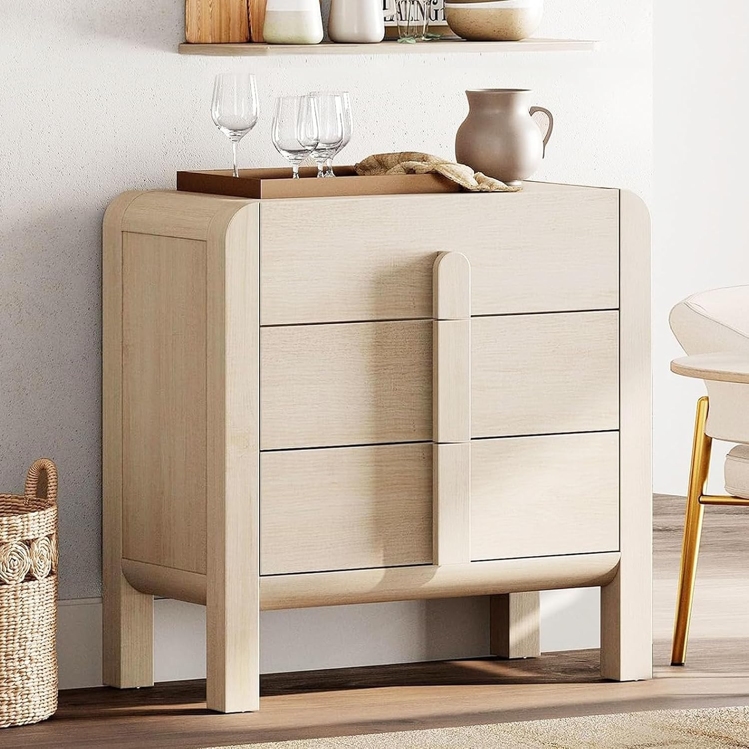 WAMPAT Buffet Cabinet with Storage, 31.5" Small Kitchen Cabinet,Beige | Amazon (US)