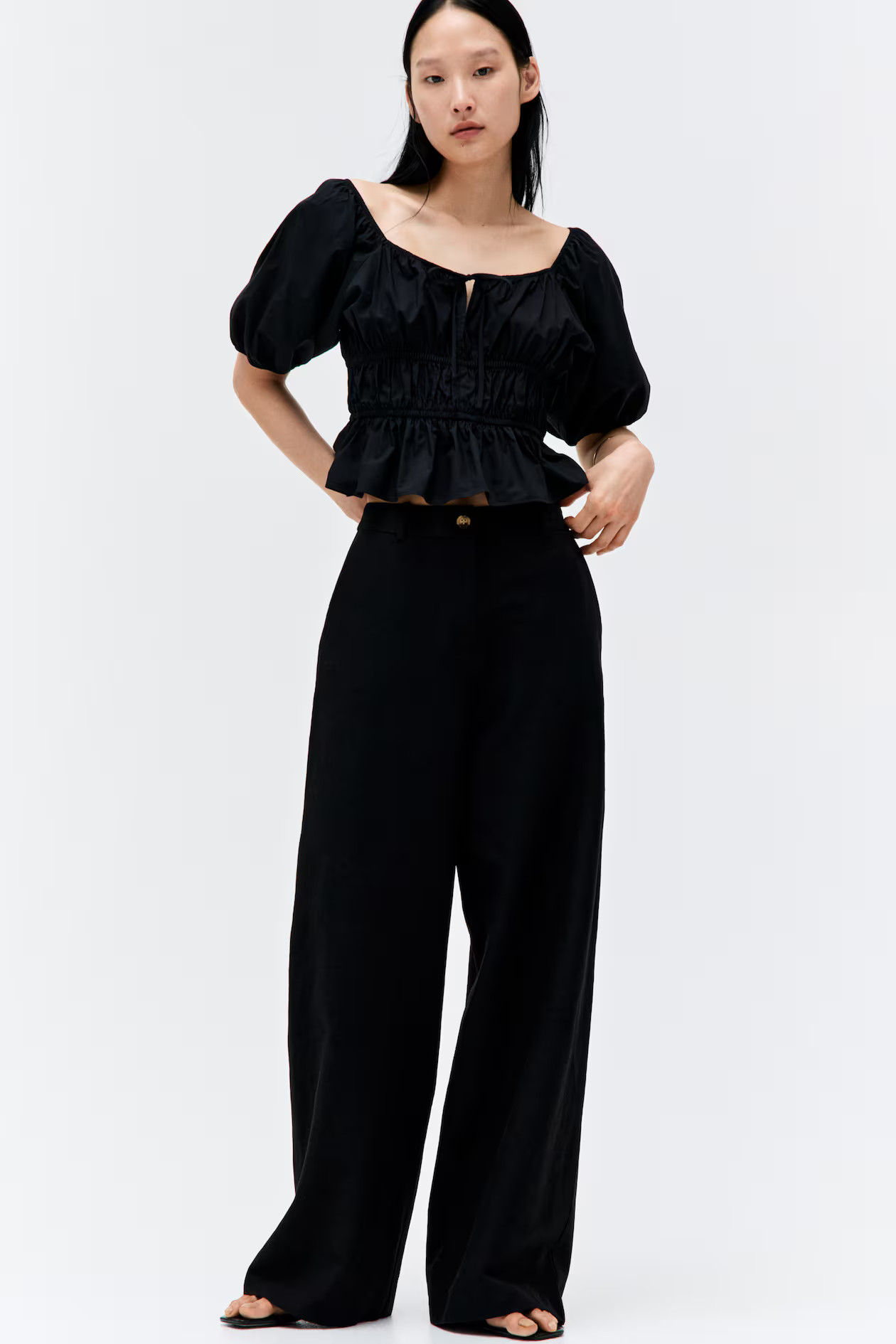 Wide linen-blend trousers | H&M (UK, MY, IN, SG, PH, TW, HK)