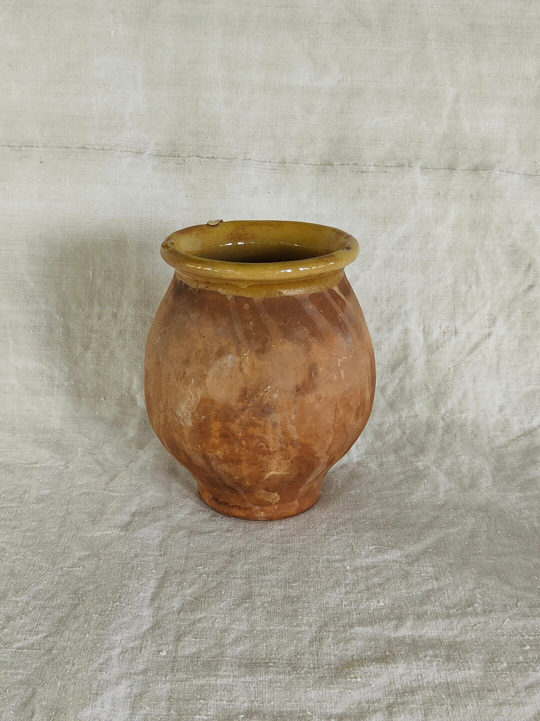 Rare Small Vintage Rustic French Provencal Part Glazed Terracotta Confit Pot Storage Decoration S... | Etsy (US)