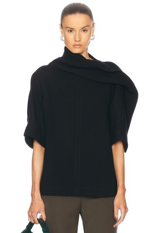 Bottega Veneta Draped Neck Top in Black | FWRD 