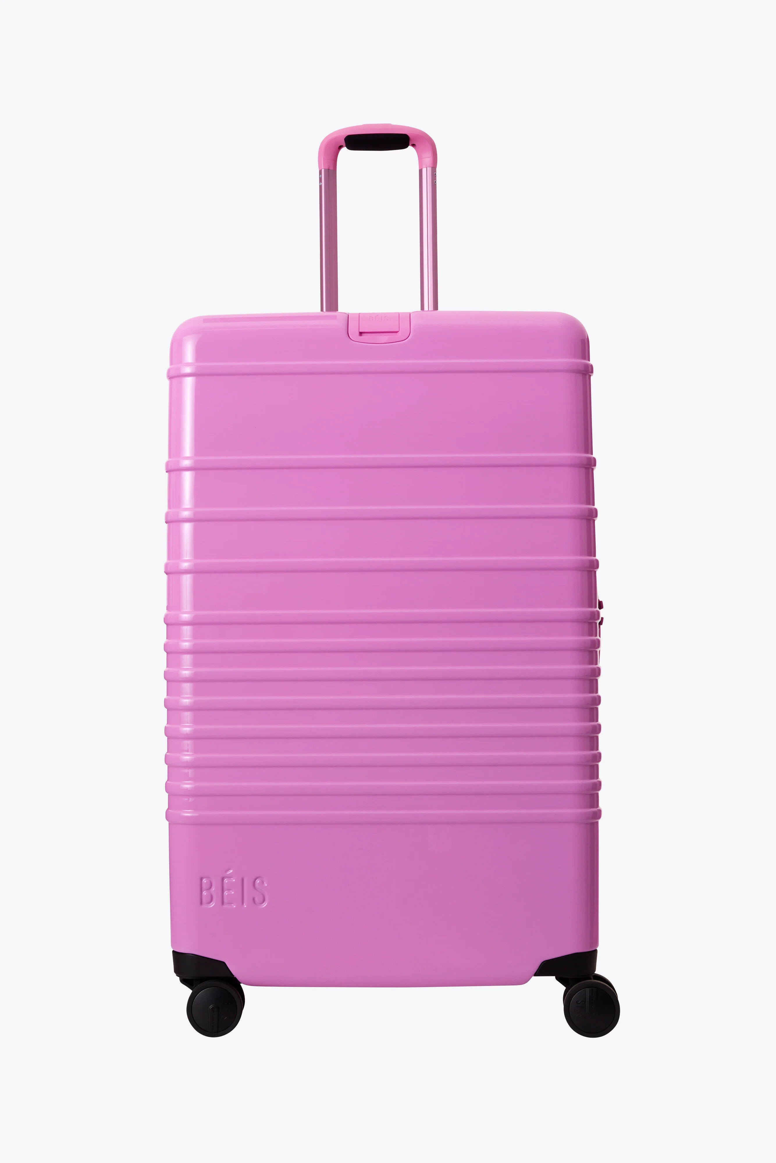 BÉIS 'The Large Check-In Roller' in Glossy Berry - Large Glossy Check-In Luggage in Berry | BÉIS Travel