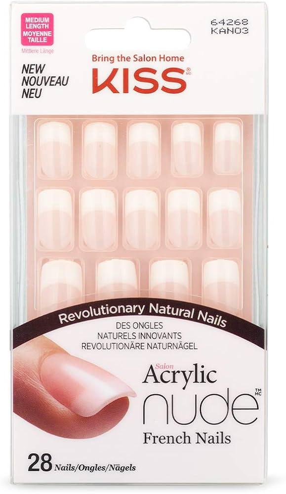 KISS Salon Acrylic French Nude Natural Nails, Medium Length, Ultra-Smooth Finish, DIY At-Home Man... | Amazon (US)