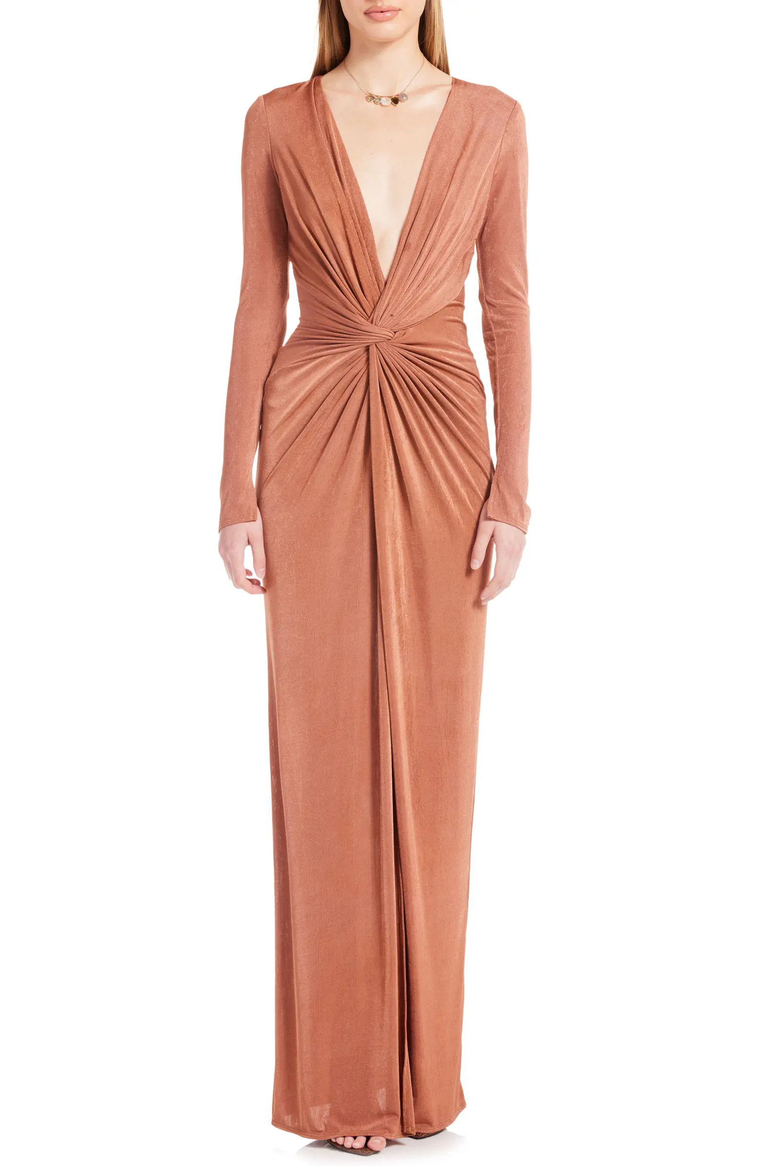 Katie May In a Mood Ruched Cutout Long Sleeve Gown | Nordstrom | Nordstrom