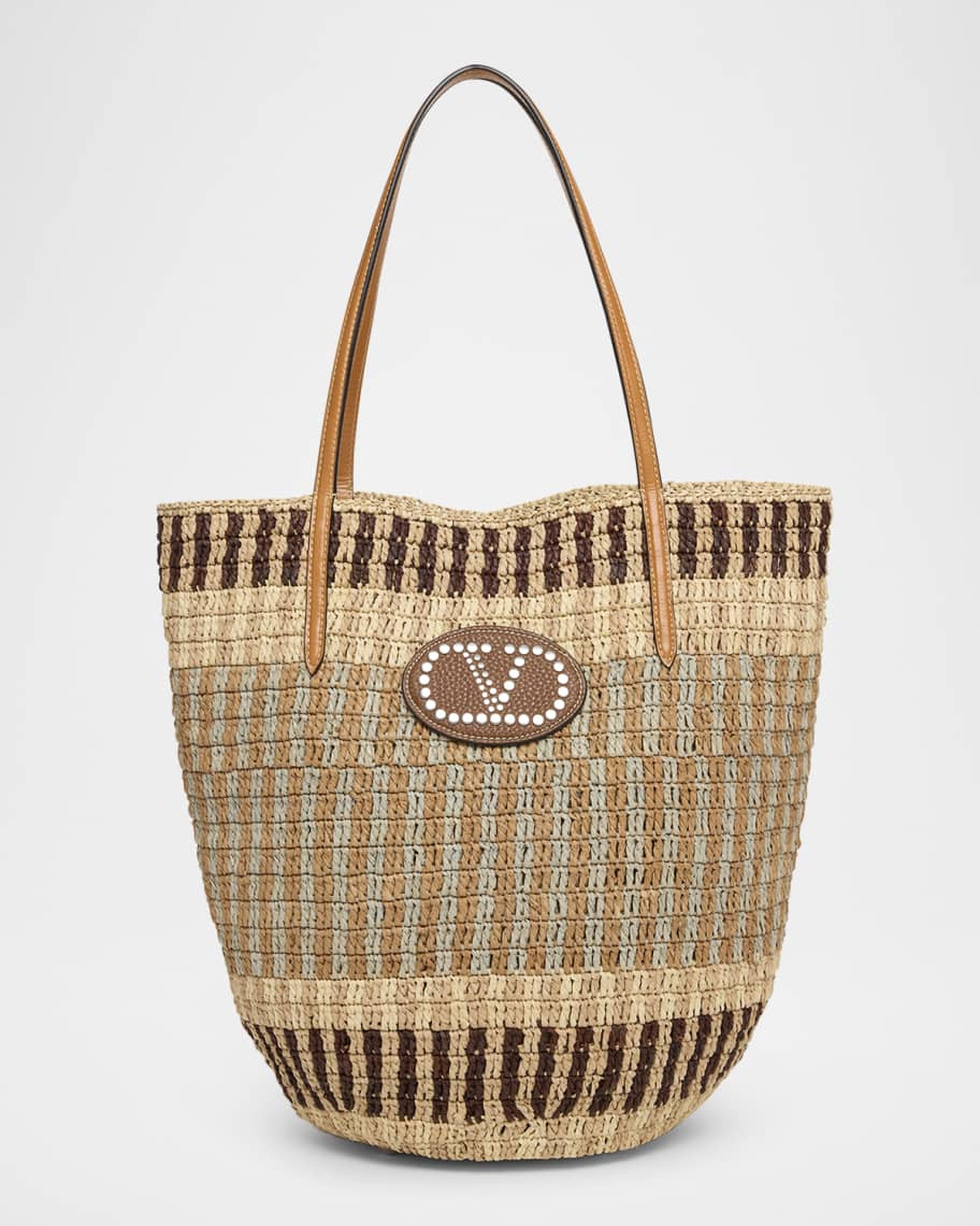 VLOGO Signature Crochet Straw Tote Bag | Neiman Marcus