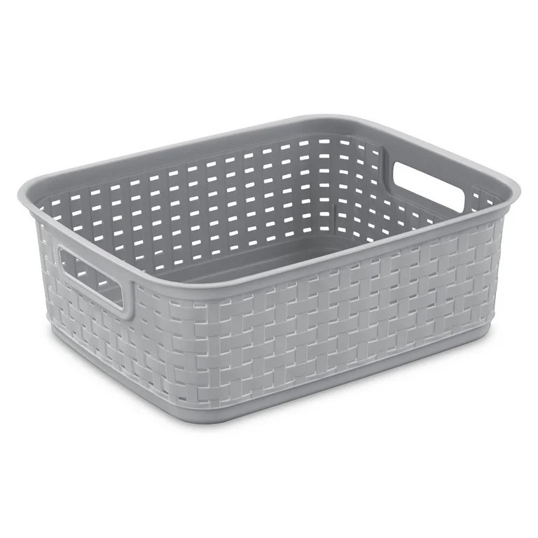 Sterilite Short Weave Wicker Pattern Storage Container Basket, Gray (12 Pack) | Walmart (US)