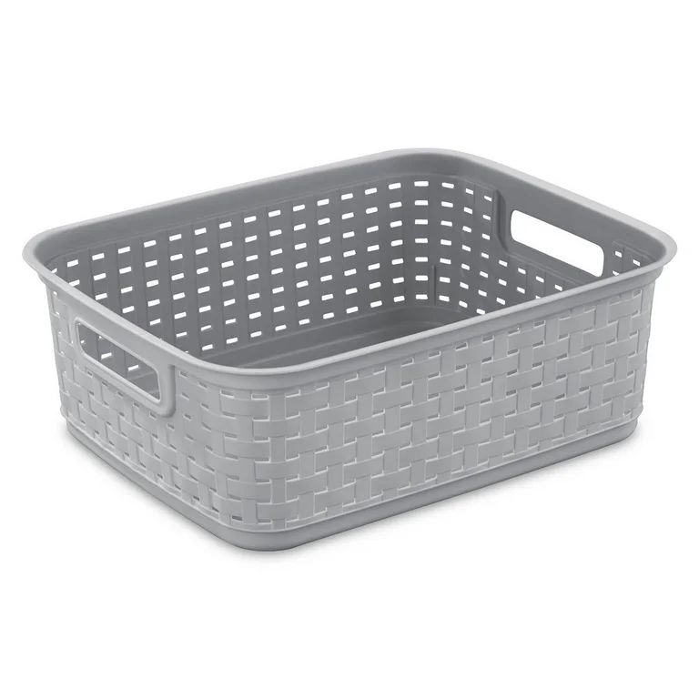 Sterilite Short Weave Wicker Pattern Storage Container Basket, Gray (12 Pack) | Walmart (US)
