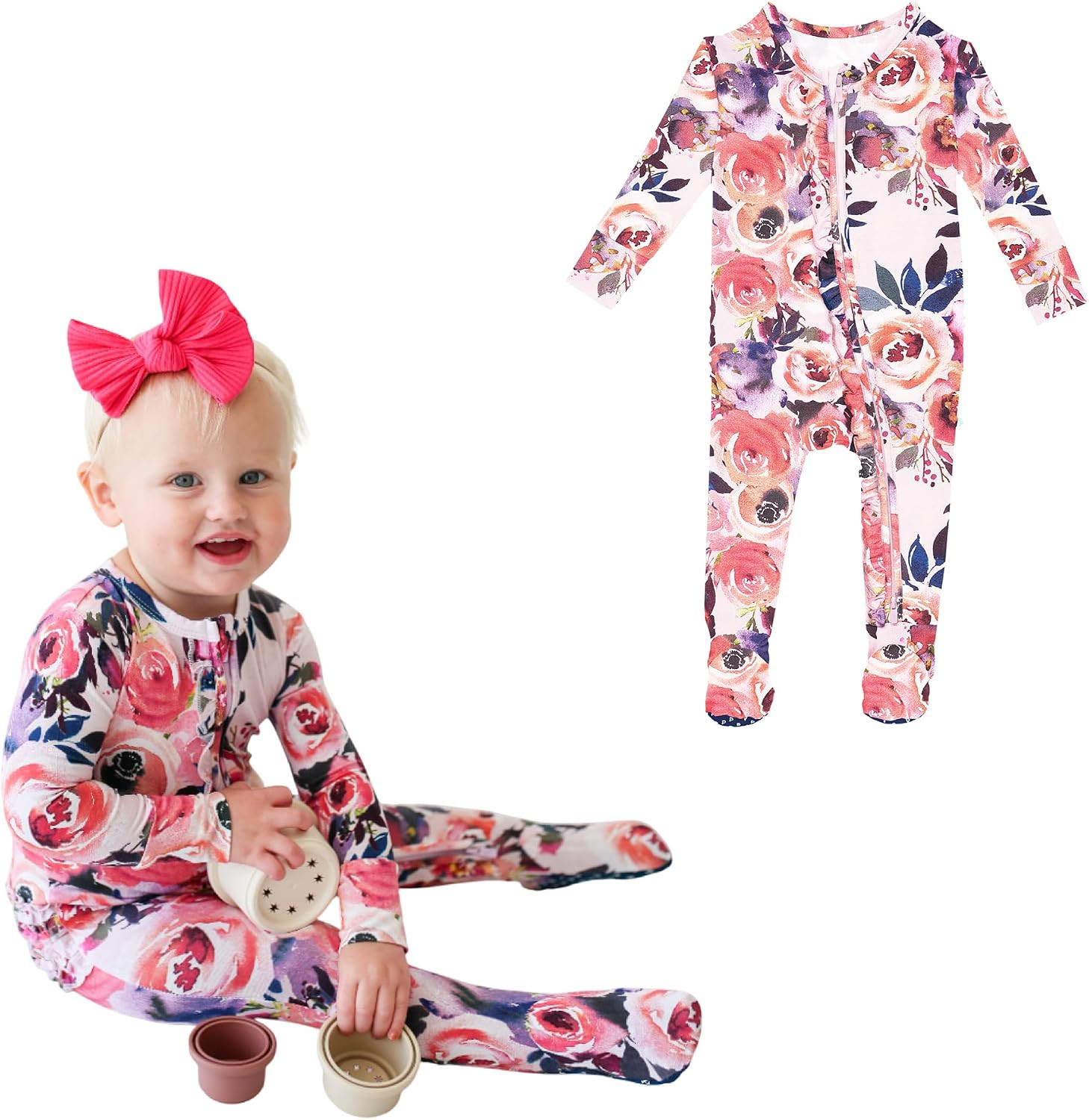 Posh Peanut Footie Pajamas for Baby Girls, Soft Viscose from Bamboo | Amazon (US)