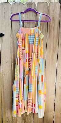 Abel The Label Anthropologie Sleeveless Dress Geometric Maxi Size Small | eBay US