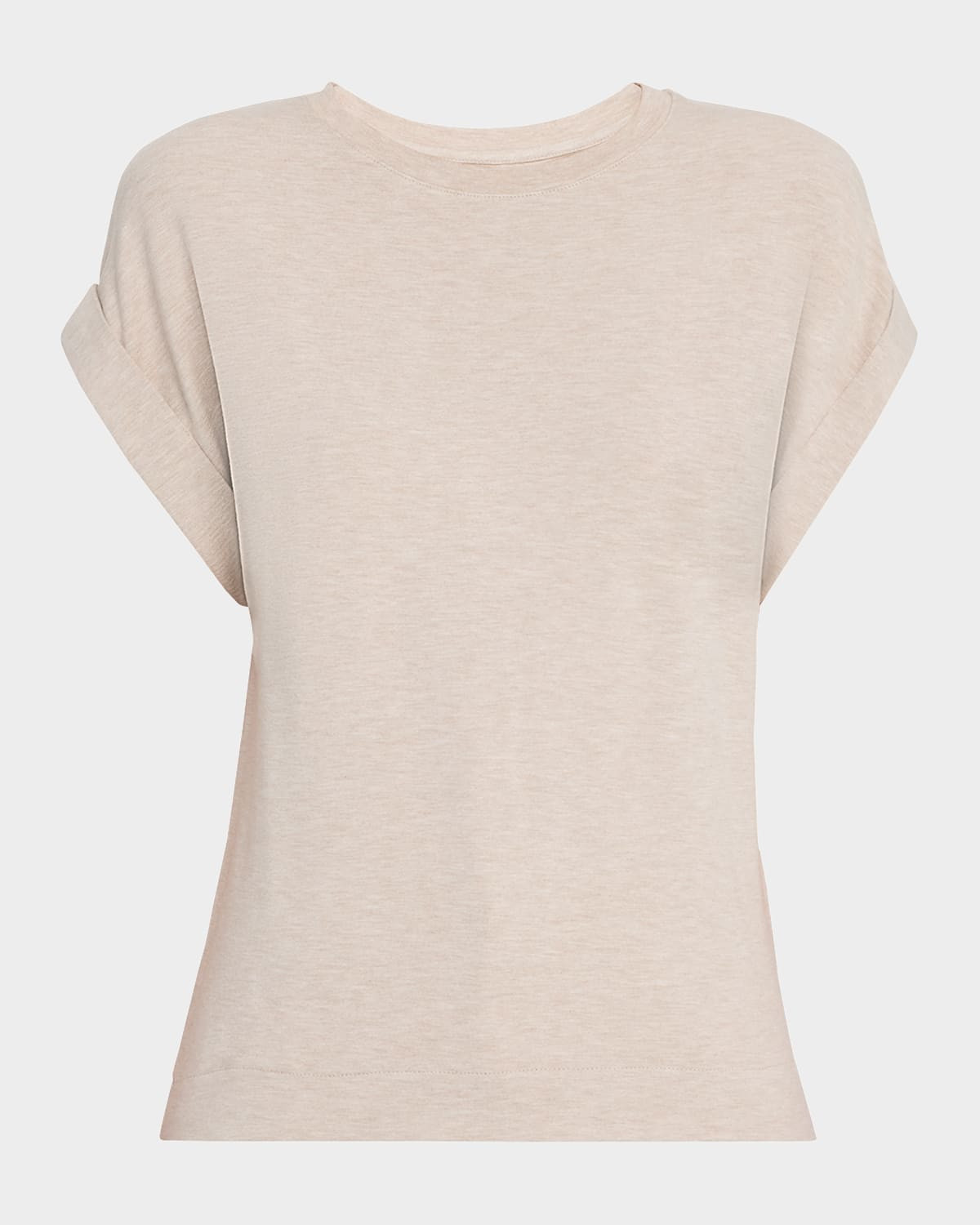 French Terry Rolled-Cuff Short-Sleeve Crewneck Tee | Neiman Marcus