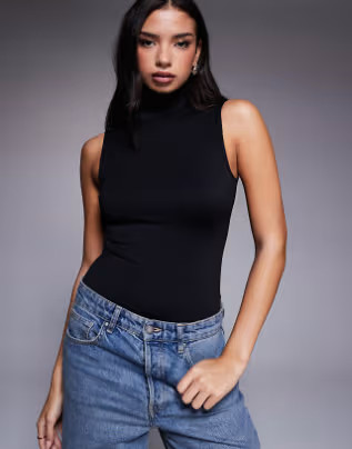 Good American weightless mock neck bodysuit in black | ASOS (Global)