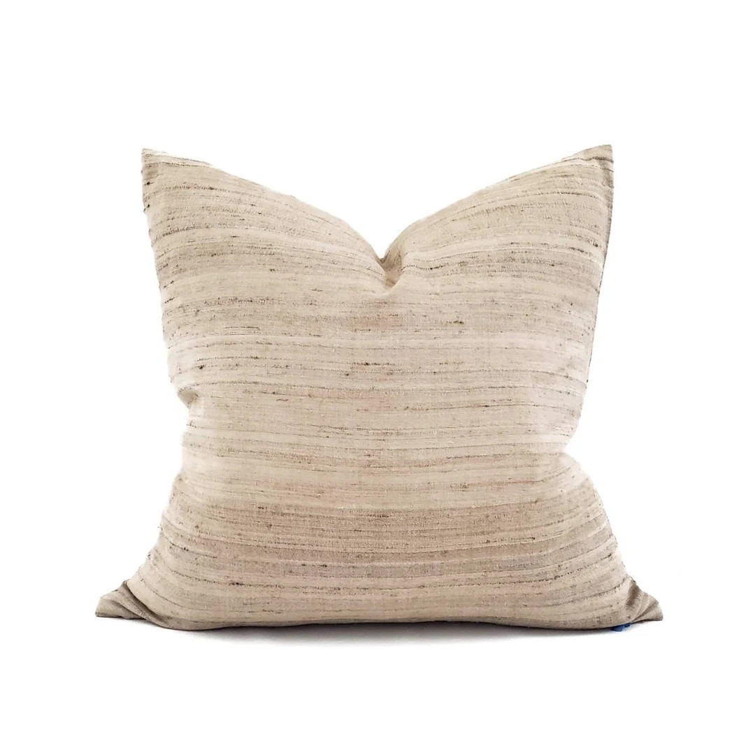 Indian silk pillow, various sizes beige melange Indian silk pillow cover | Etsy (US)